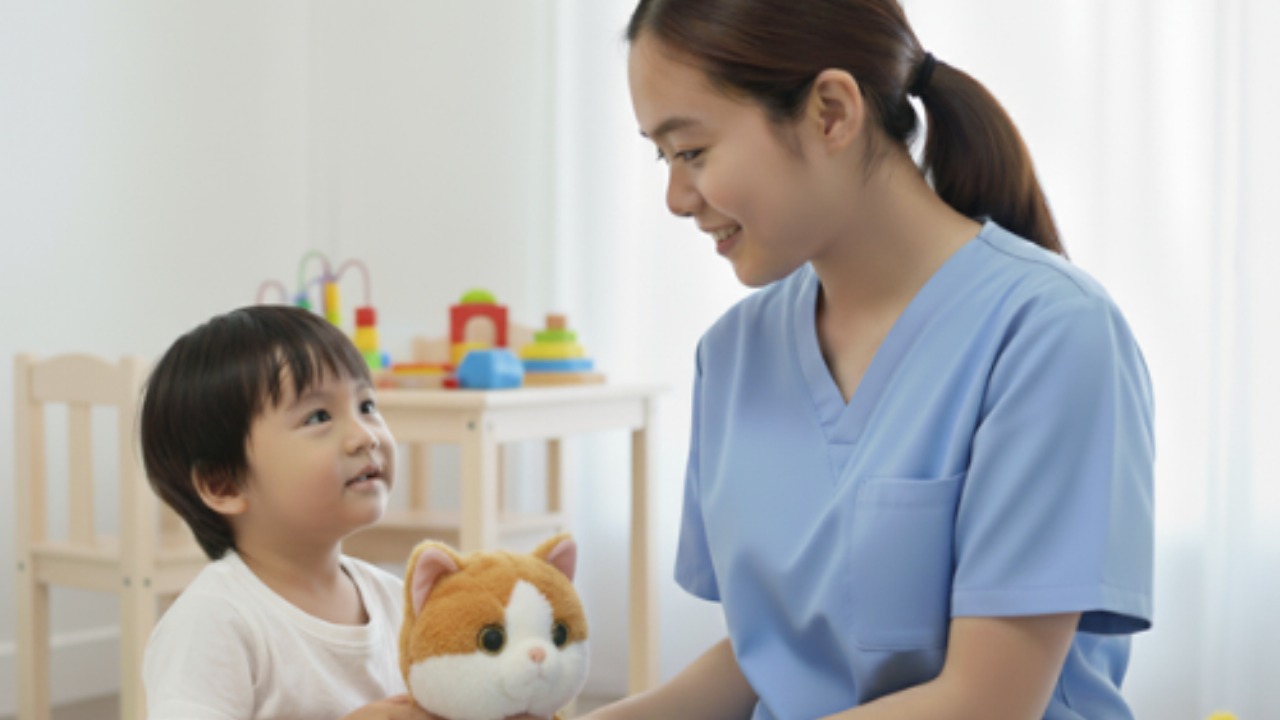 Nanny caring for child