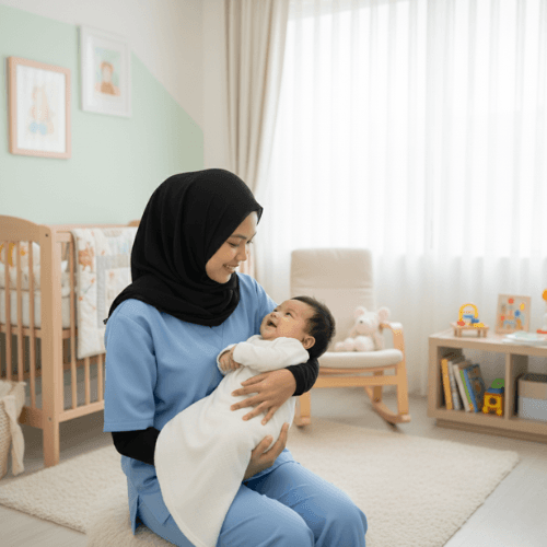 Nanny interacting with child