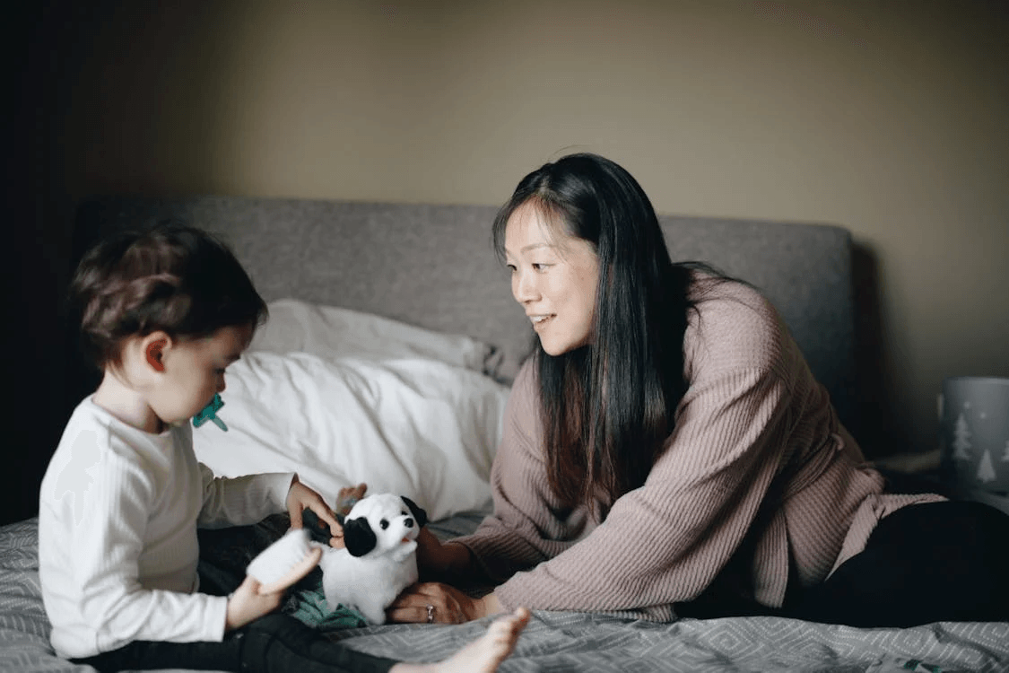 Nanny caring for child